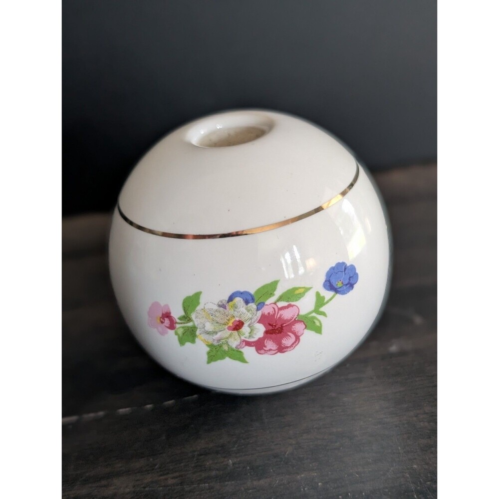 VTG Toilet Handle Pull Ceramic Pottery China White Victorian Orb Floral Decor #3